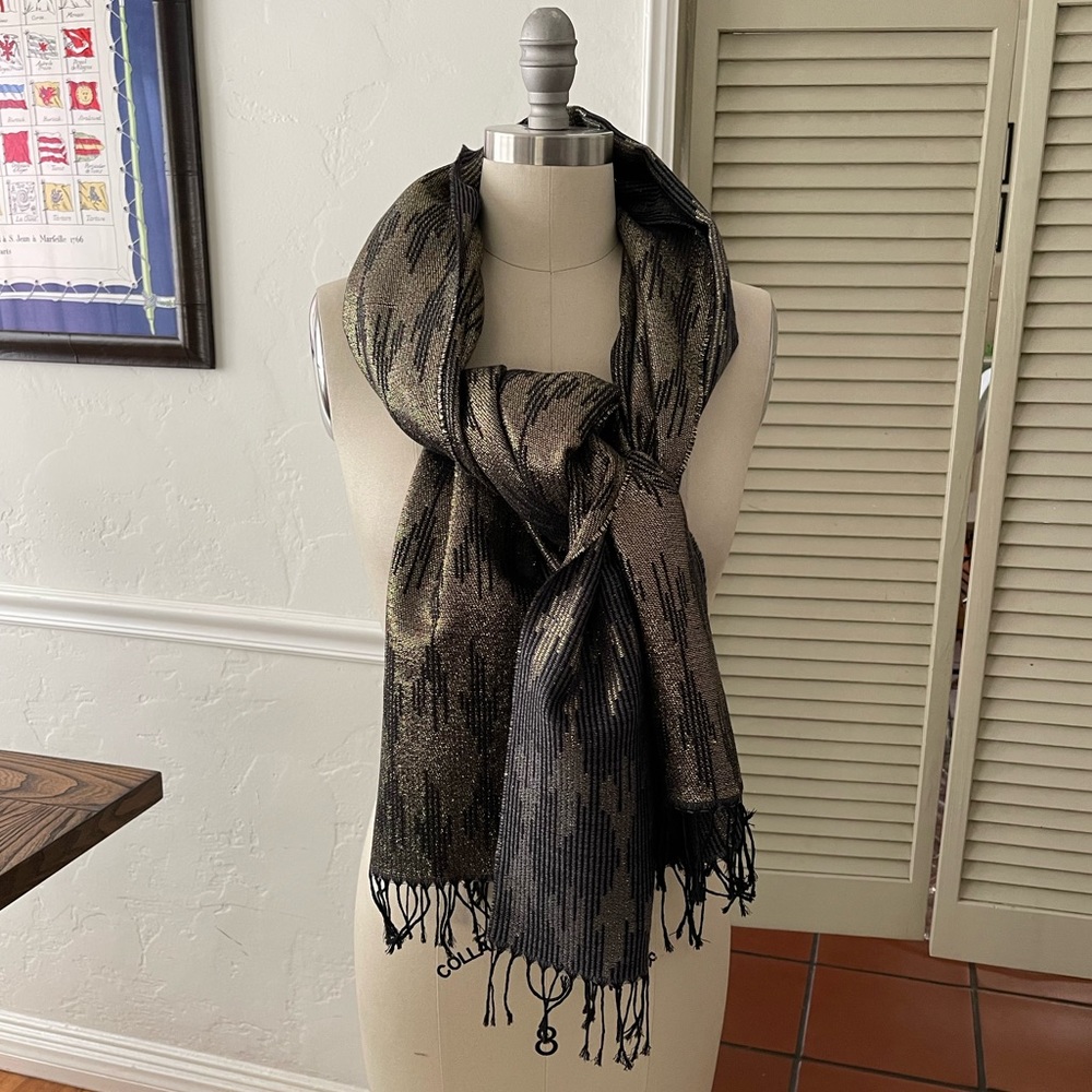 Vintage black and metallic wrap/scarf